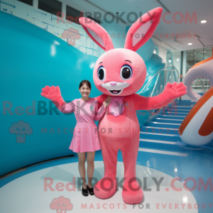 Rosa kaninmaskotdraktfigur...