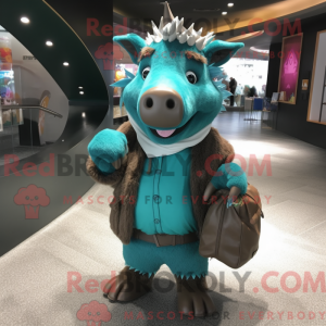 Turquoise Wild Boar mascot...