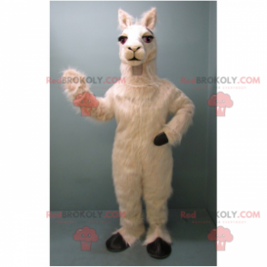 Hvid lama-maskot og sorte ben - Redbrokoly.com