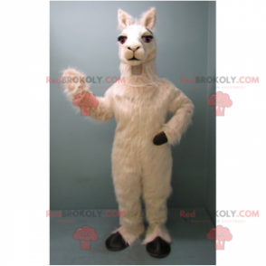 Mascotte witte lama en zwarte benen - Redbrokoly.com