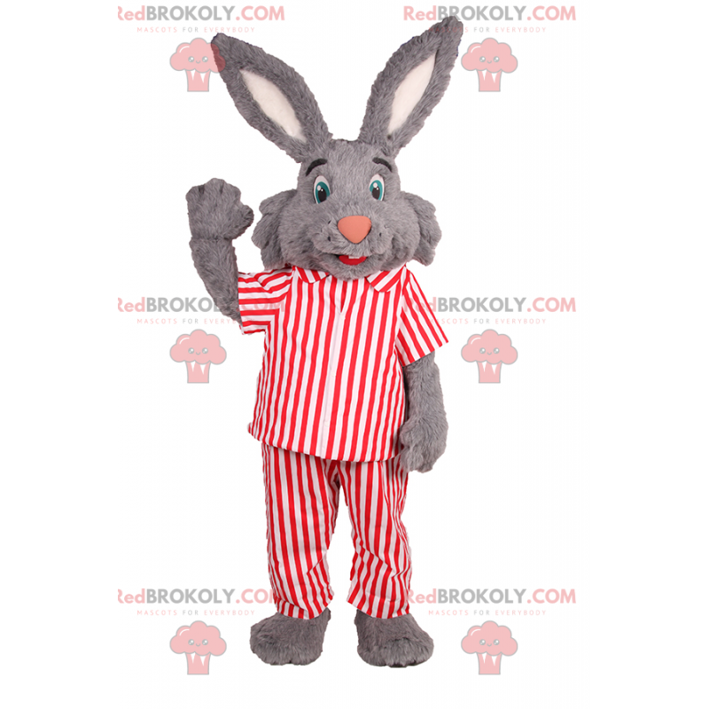 Maskot králíka s velkými ušima a pruhovaným pyžamem - Maskot králíka s velkými ušima a pruhovaným pyžamem -