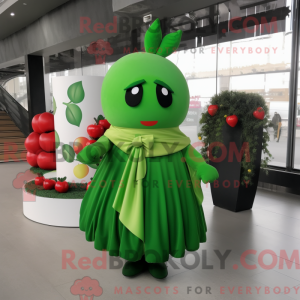Grøn Cherry maskot kostume...