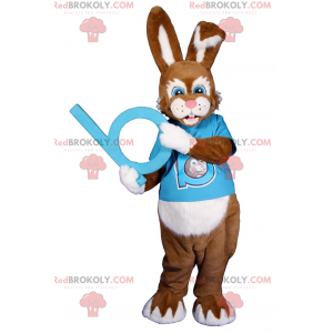 Rabbit mascot with blue eyes with t-shirt - Redbrokoly.com