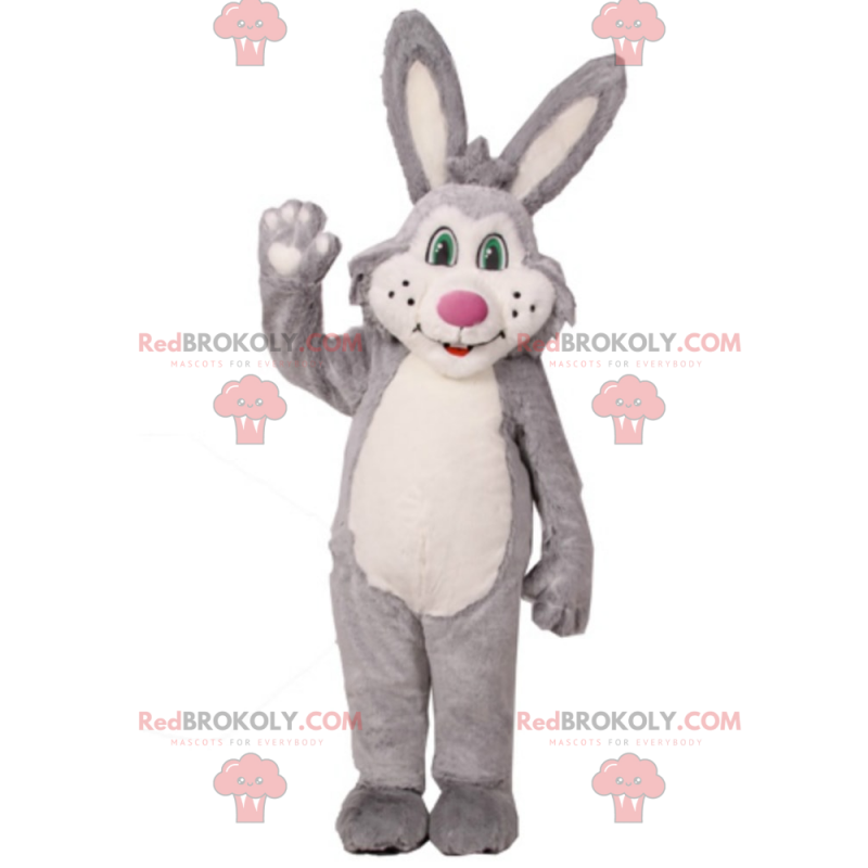 Rabbit mascot with green eyes and pink nose - Redbrokoly.com