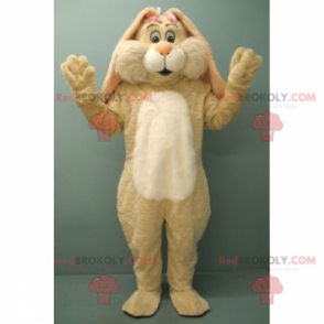 Mascotte coniglio beige con due nodi rosa - Redbrokoly.com