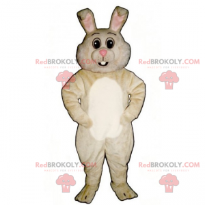 Beige konijn mascotte en witte buik - Redbrokoly.com