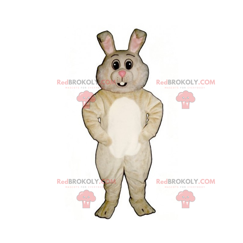 Maskot beige kanin og hvid mave - Redbrokoly.com