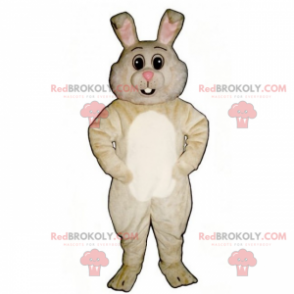 Maskot beige kanin og hvit mage - Redbrokoly.com