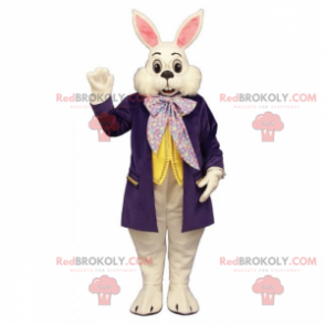 Mascotte de lapin blanc Alice aux Pays des Merveilles -