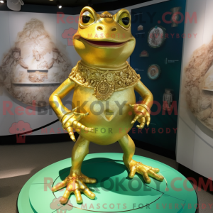 Gold Frog mascot costume...