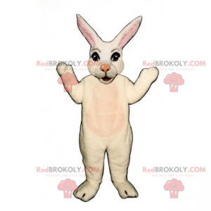 Hvid kanin maskot med en lyserød næse - Redbrokoly.com