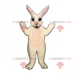 White rabbit mascot with a pink nose - Redbrokoly.com