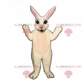 Weißes Kaninchenmaskottchen mit einer rosa Nase - Redbrokoly.com