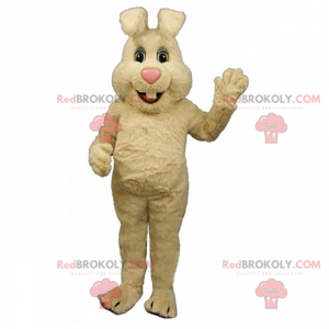 Beige konijn mascotte met een roze neus - Redbrokoly.com