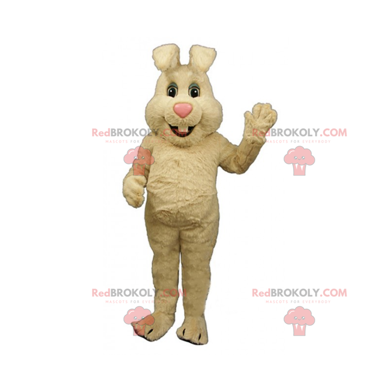 Beige konijn mascotte met een roze neus - Redbrokoly.com Beige konijn mascotte met een roze neus - Redbrokoly.com