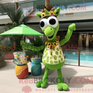 Grön giraffmaskot drakt...
