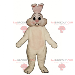 Wit konijn mascotte met een roze neus - Redbrokoly.com