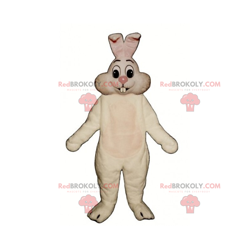 Mascote coelho branco com nariz rosa - Redbrokoly.com