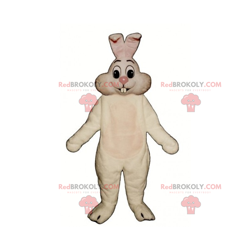 White rabbit mascot with a pink nose - Redbrokoly.com