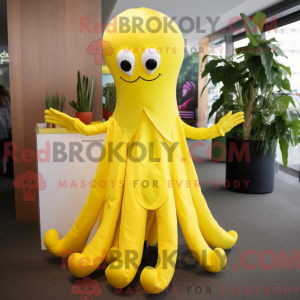 Gul blæksprutte maskot...