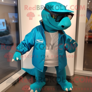 Cyan Iguanodon maskot...