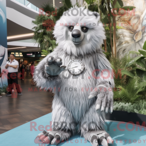 Sølv Sloth Bear maskot...