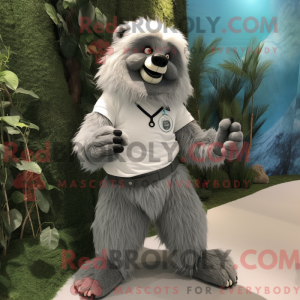 Sølv Sloth Bear maskotka...