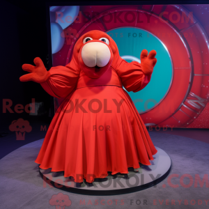 Rode Walrus mascottekostuum...