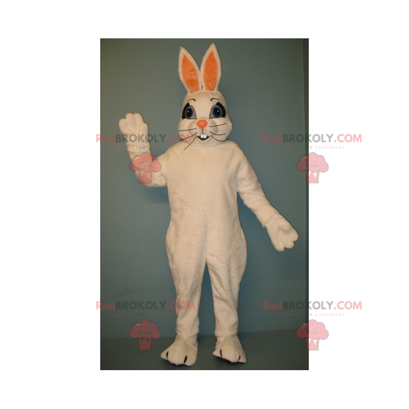Maskot bílého králíka s velkými kníry - Redbrokoly.com Maskot bílého králíka s velkými kníry - Redbrokoly.com