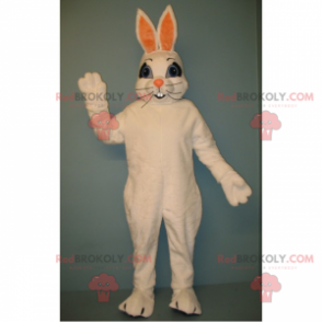 Mascotte de lapin blanc aux grandes moustaches - Redbrokoly.com
