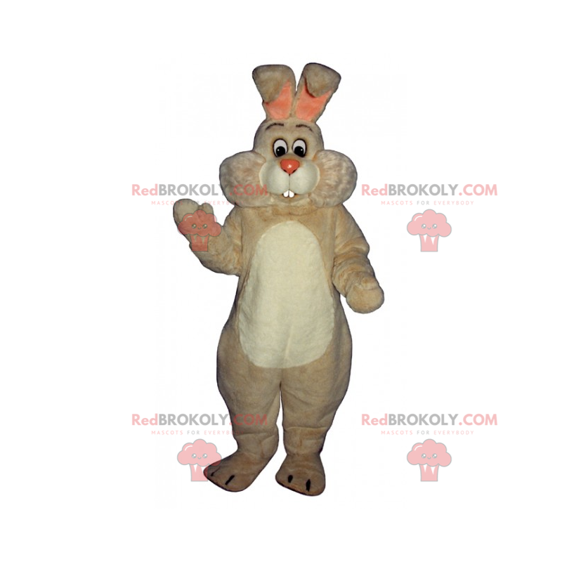 Mascotte de lapin blanc aux grosses joues - Redbrokoly.com