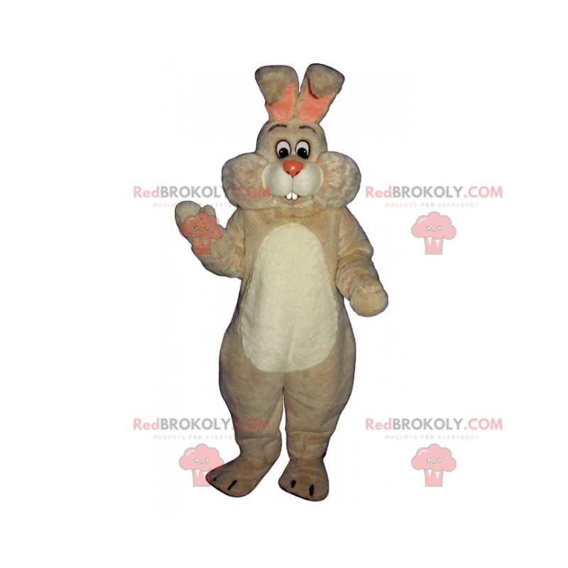 Weißes Kaninchenmaskottchen mit großen Wangen - Redbrokoly.com
