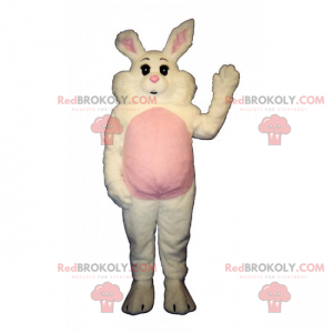 Mascote coelho branco com grandes bochechas doces -