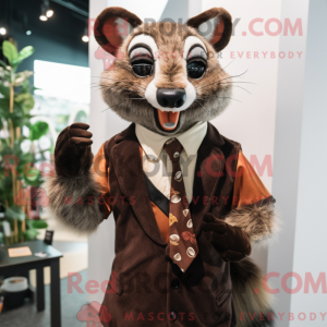 Bruin civet-mascottekostuum...