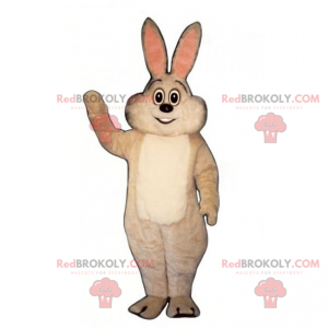 Hvid kanin maskot med lyserøde ører - Redbrokoly.com
