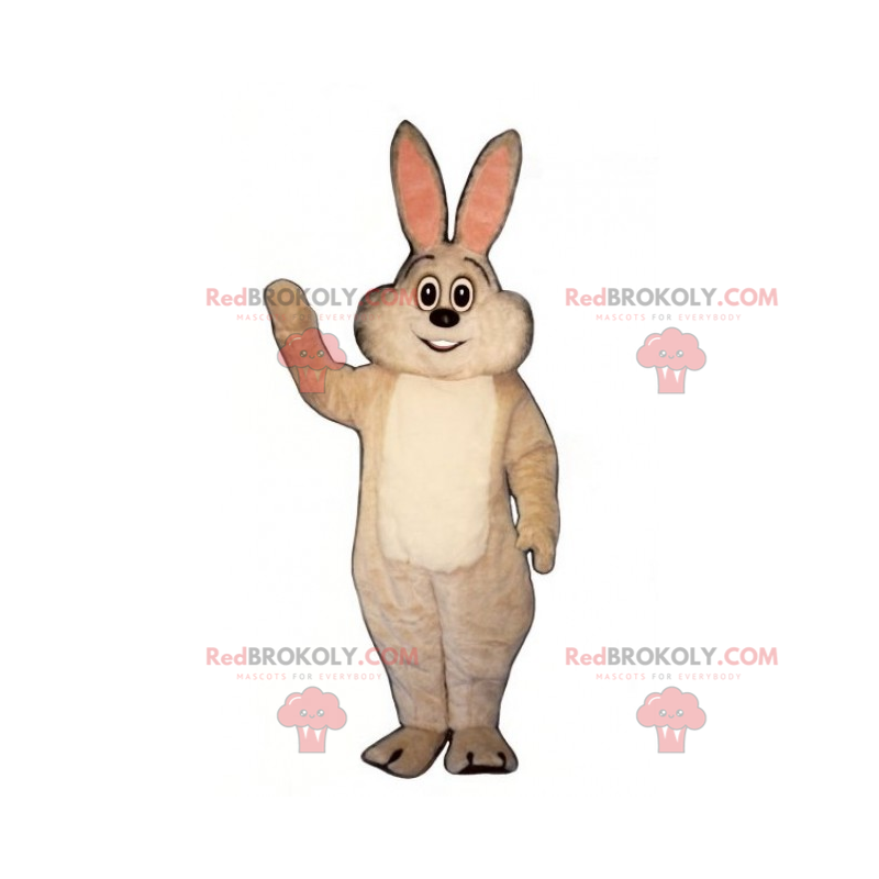 Mascote coelho branco com orelhas rosa - Redbrokoly.com