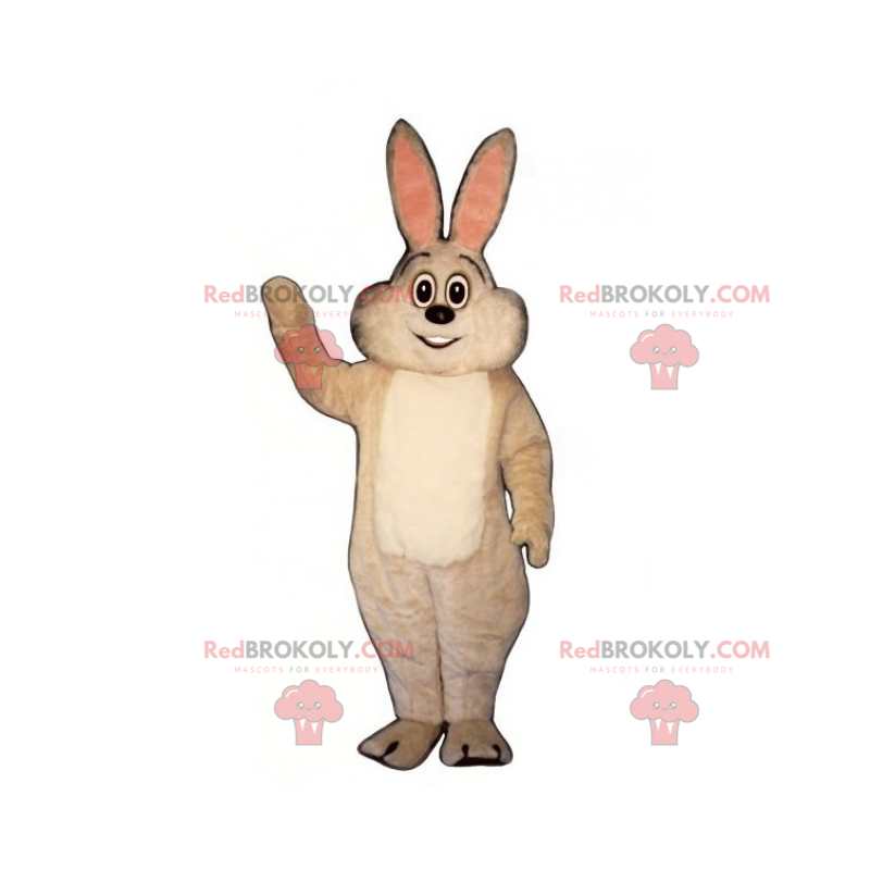 White rabbit mascot with pink ears - Redbrokoly.com