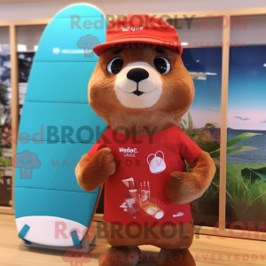 Red Otter maskot kostume...