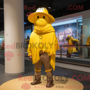 Gul Cowboy maskot kostume...