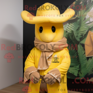 Gul Cowboy maskot kostume...
