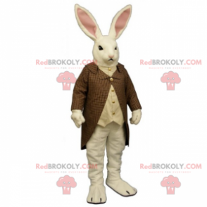 Mascotte coniglio bianco con cappotto scozzese - Redbrokoly.com