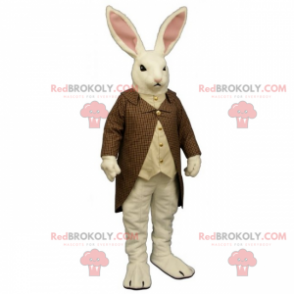 Wit konijn mascotte met geruite vacht - Redbrokoly.com