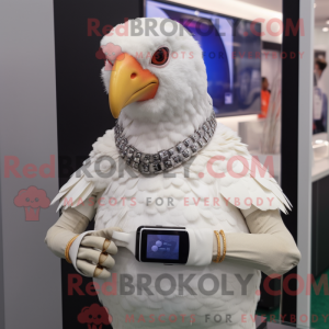Hvit Guinea Fowl-maskot...