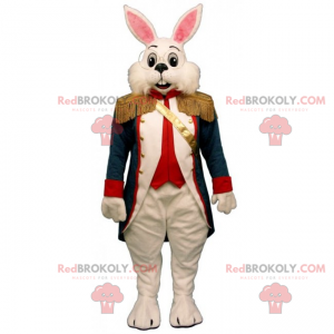 Wit konijn mascotte met jas uit de 17e eeuw - Redbrokoly.com