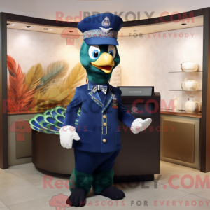 Navy Peacock maskot kostume...