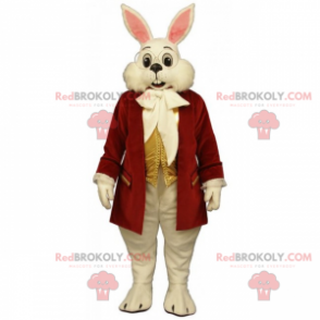 Bílý králík maskot s červeným kabátem - Redbrokoly.com