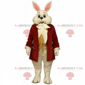 Mascote coelho branco com casaco vermelho - Redbrokoly.com