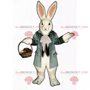 White rabbit mascot with wicker basket - Redbrokoly.com