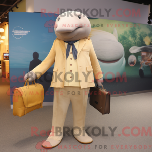 Tan Whale maskot kostume...