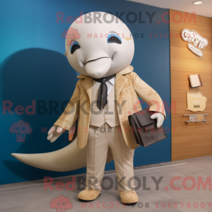 Tan Whale maskot kostume...